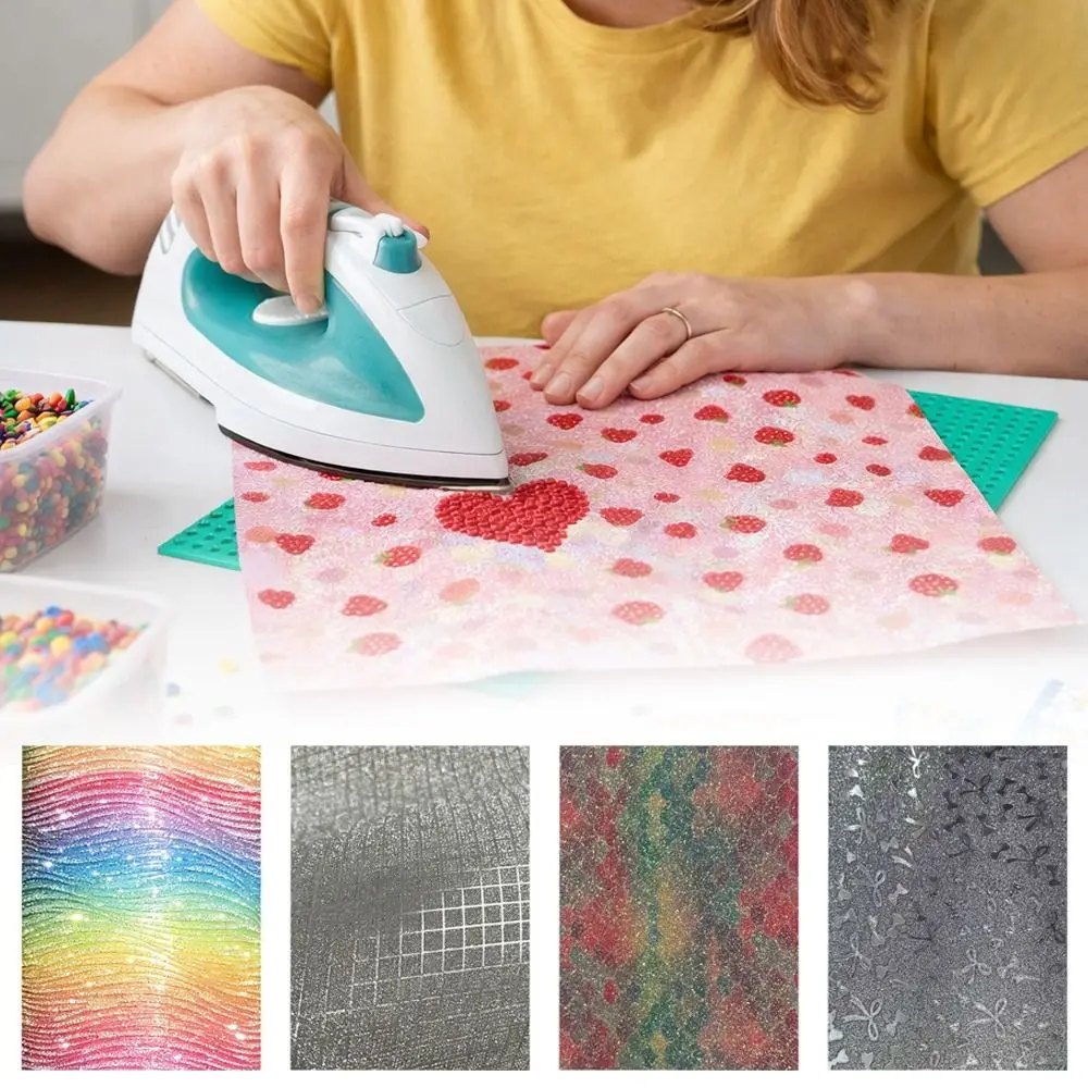 Handmade DIY Fabric Ironing Cloth Non Stick Rainbow Glitter Fuse Beans Glitter Baking Cloth Heat-resistant Gradient Beads