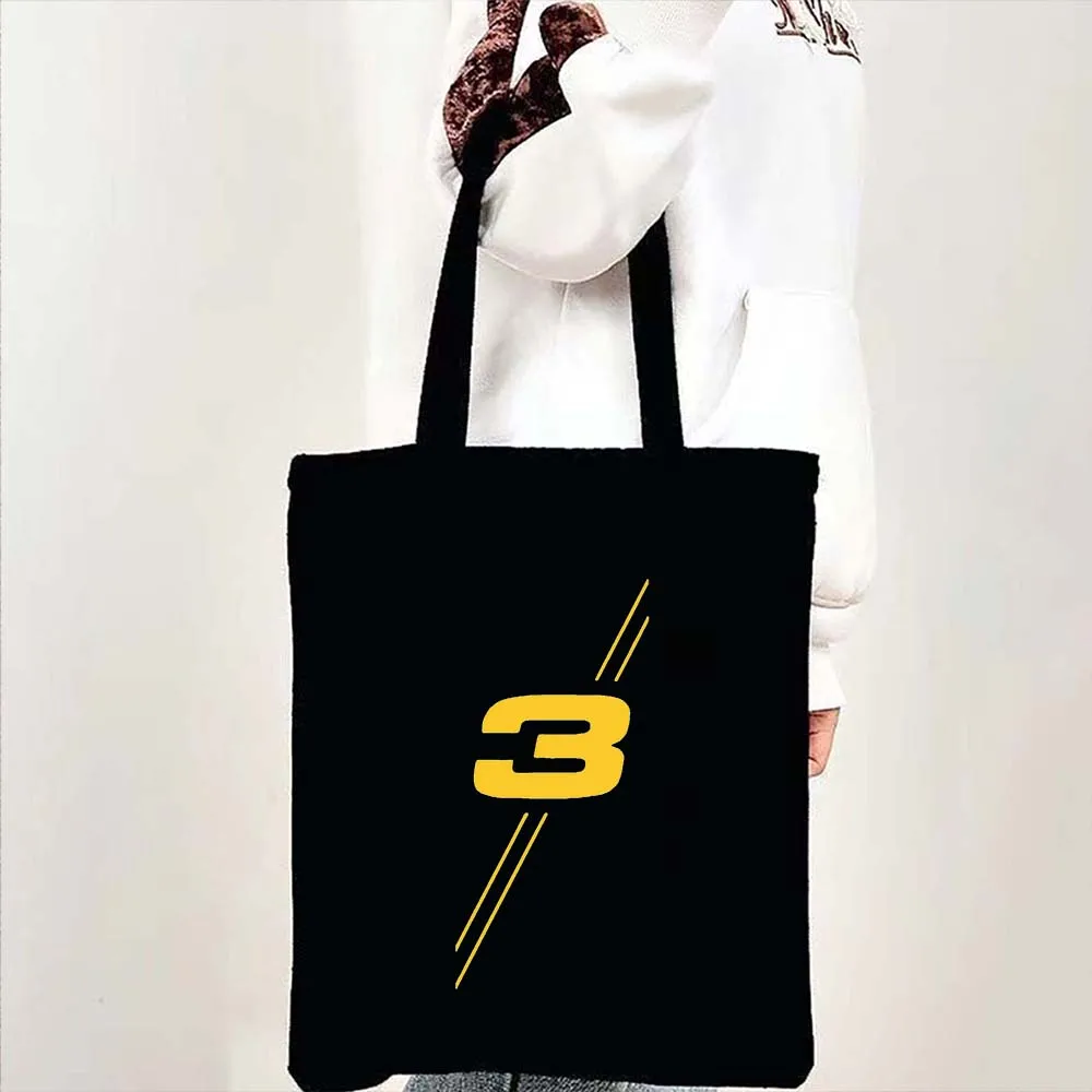 Formula 1 Racing Car Daniel Ricciardo F1 Racer Lando Norris Helmet Cute Black Shoulder Canvas Totes Bag Shopper Shopping Handbag
