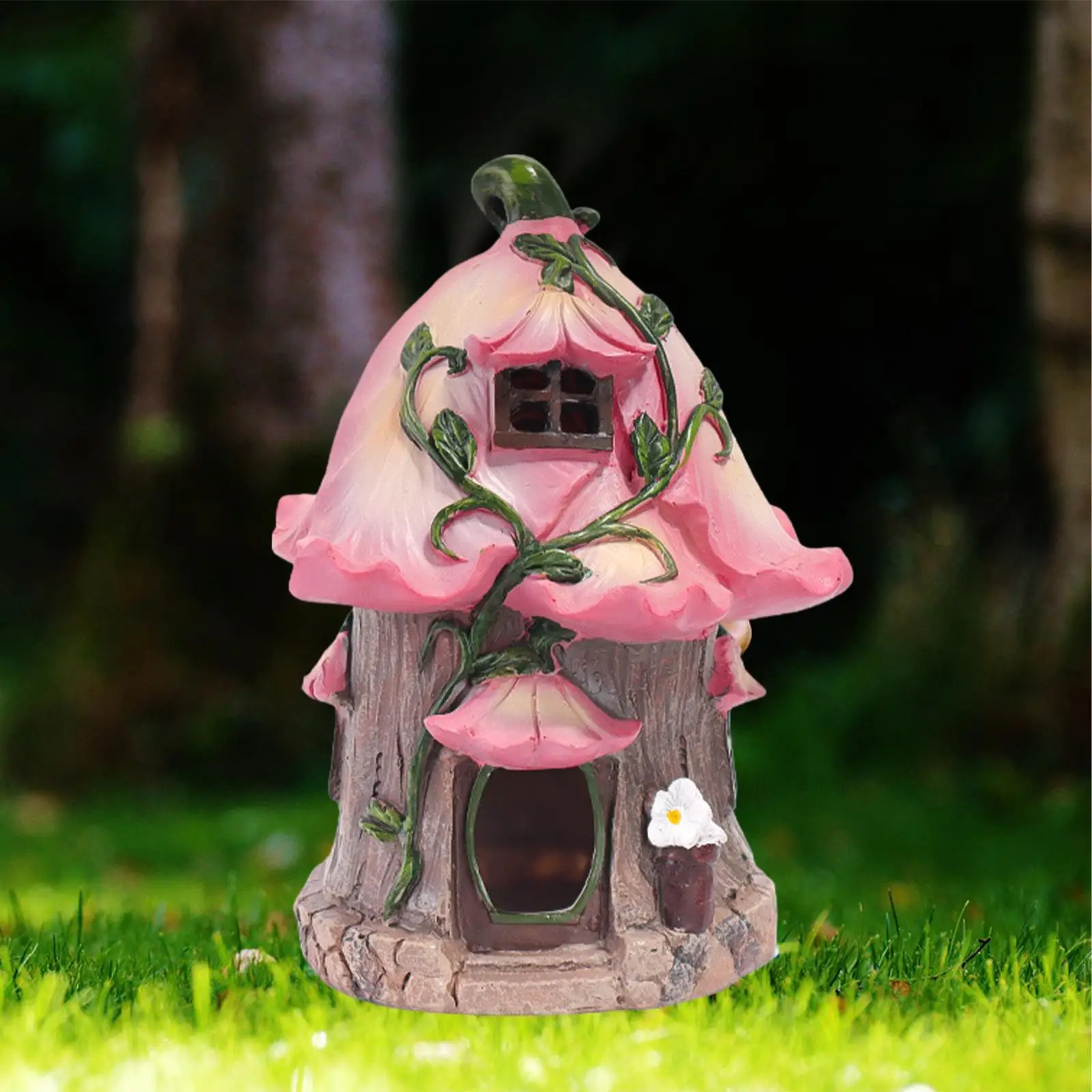 

Fairy Garden Decor House Decorative Ornament Home Decor with Light Birthday Gift Solar Garden House for Lawn Patio Yard Outdoor