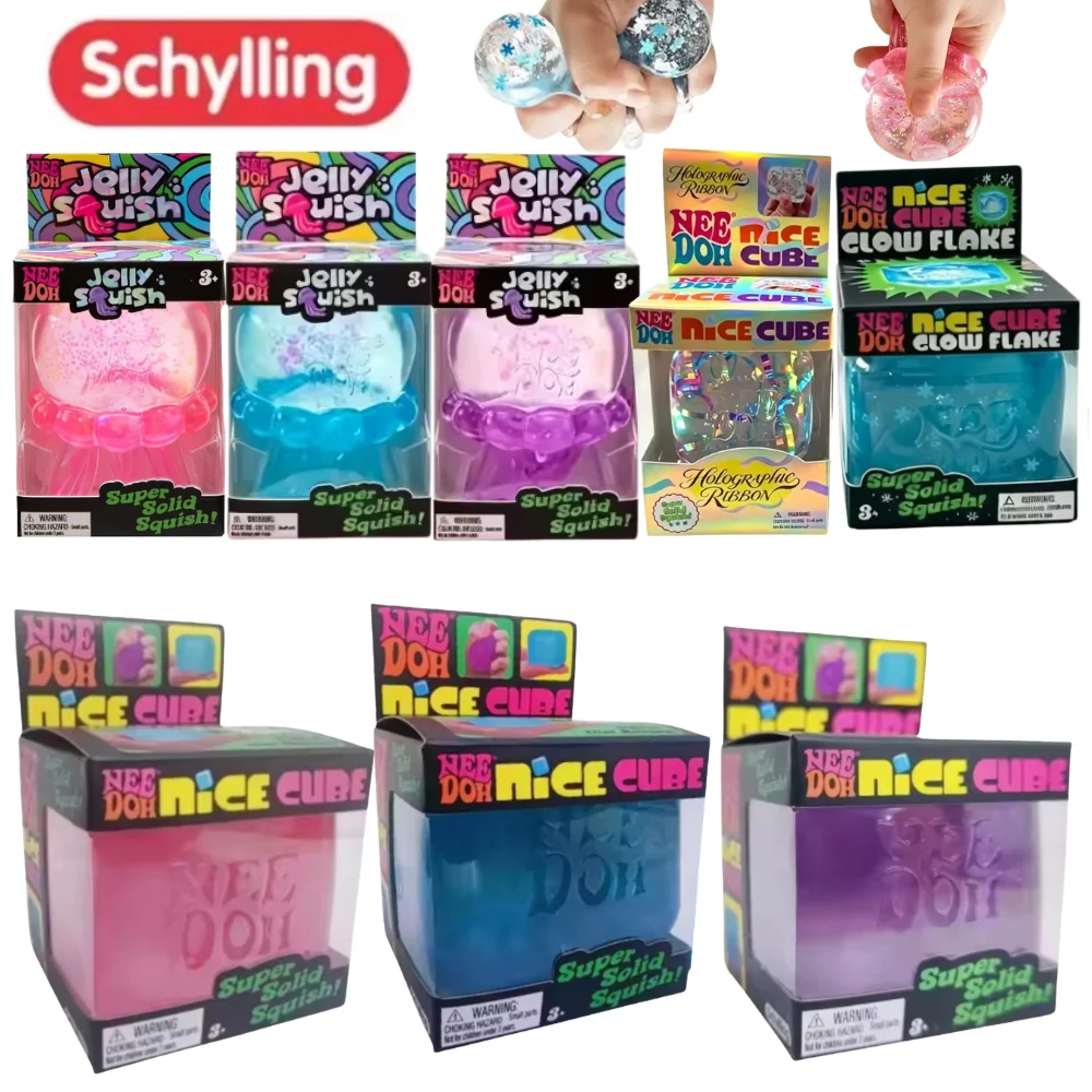 NeeDoh Schylling In Stock Squishy Nice Cube Sensory Squeeze Toy with Super Solid Squish Stress Relief Anxiety Sensory Gifts#@
