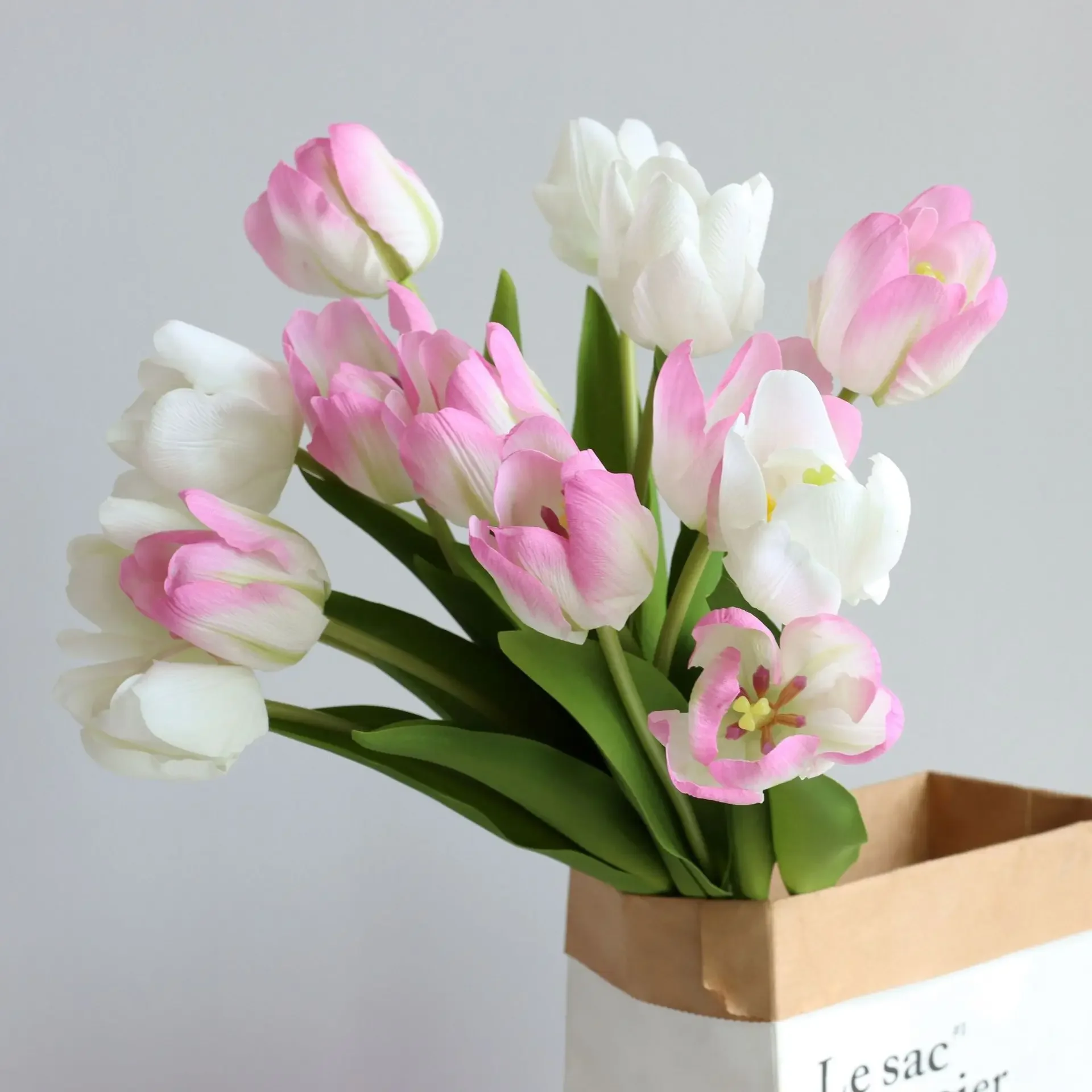 

Artificial PU Tulip Bouquet Real Touch Tulip Stem Bouquet Wedding Fake Flower Arrangement Home Office Home Decor