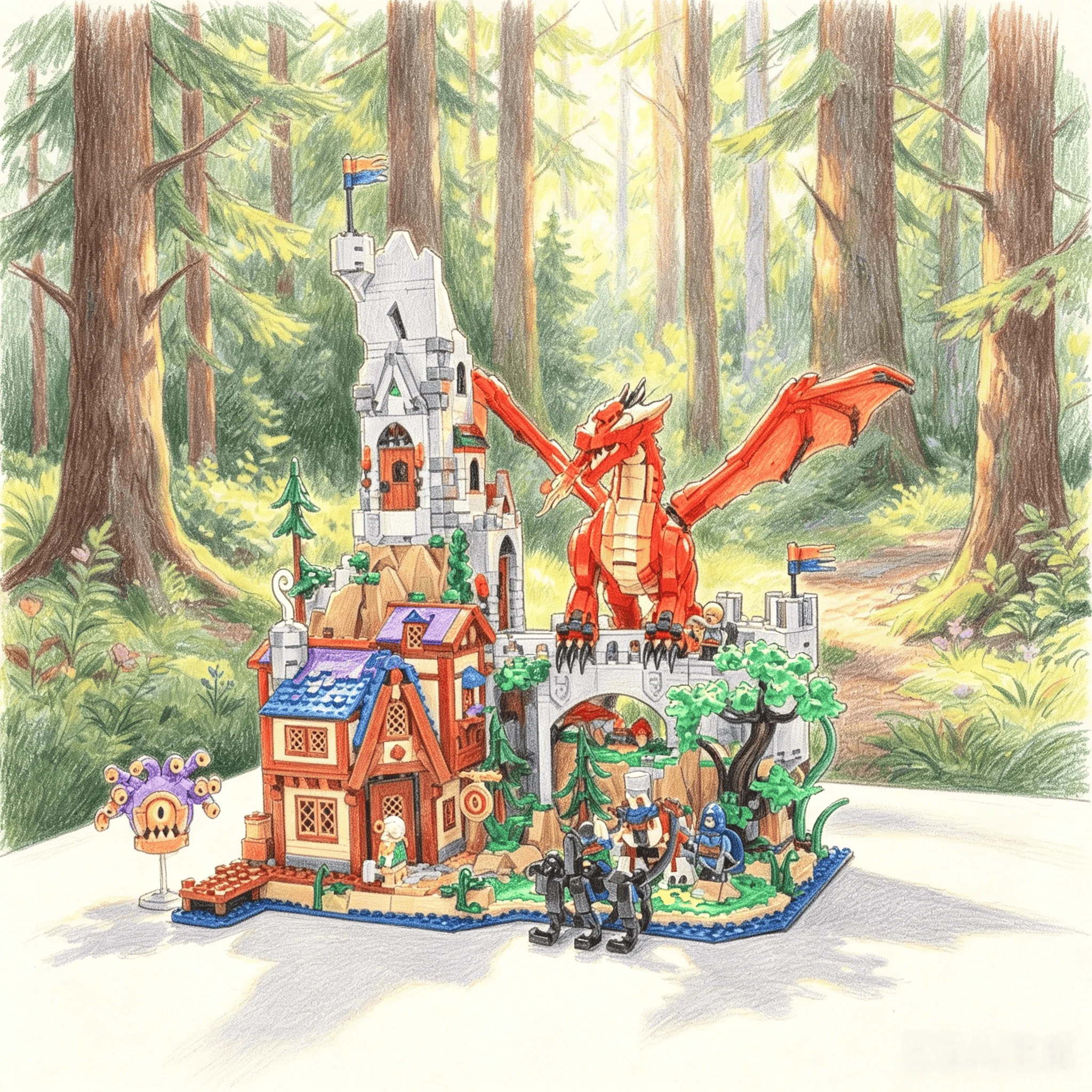 3745 pièces EN STOCK Maison du Dragon Rouge Briques de construction DIY Modèles de jouets à assembler pour adultes Cadeaux de vacances