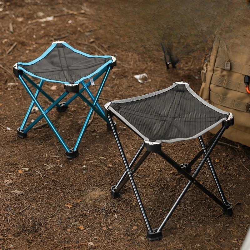Outdoor Ultra Light Aluminum Alloy Folding Stool Fishing Stool Multifunctional Four Corner Stool Small Maza Space Chair