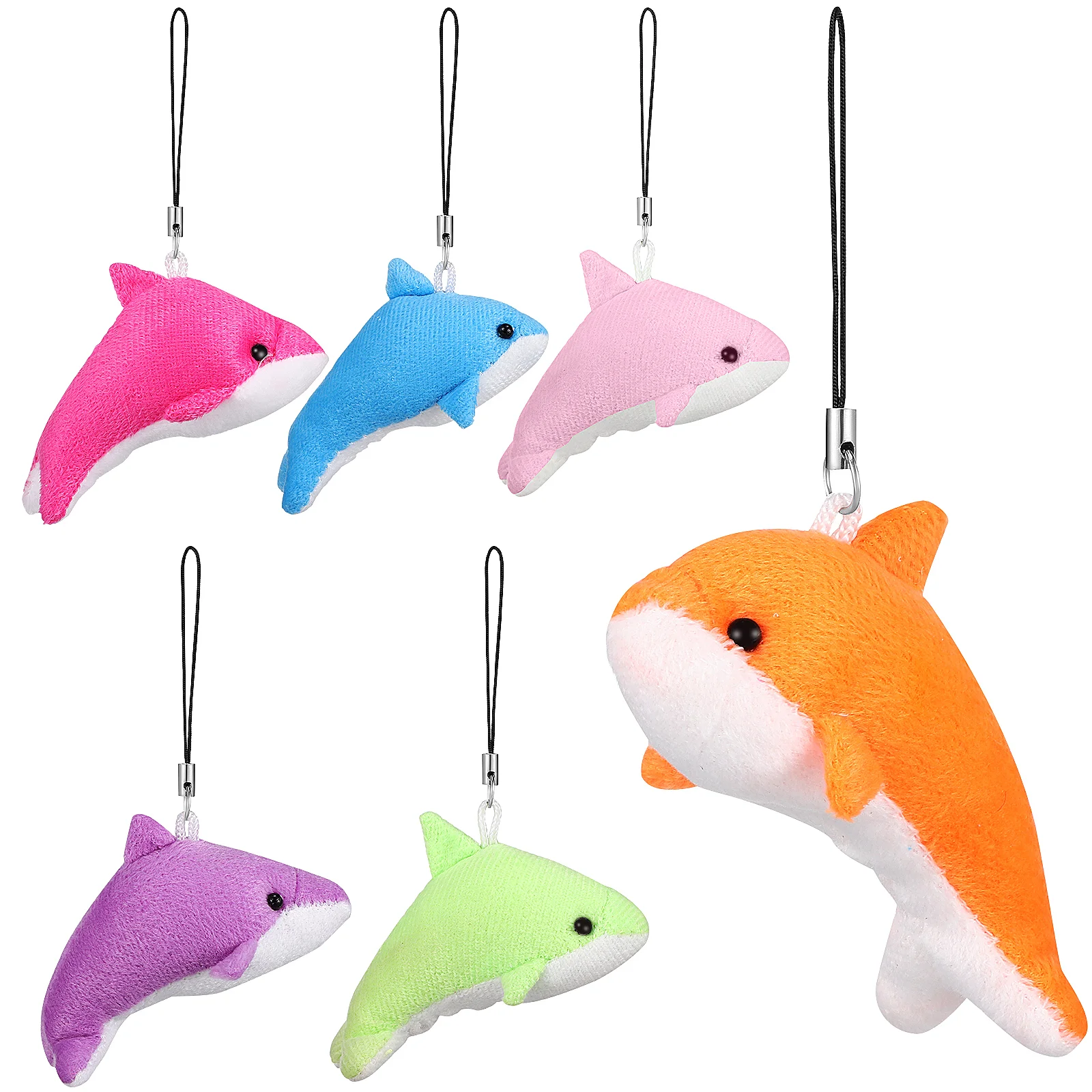 6 Pcs Dolphin Pendants Portable Stuffed Animals Small Pp Cotton Decor Purse Decoration Hanging Decorations for Backpack