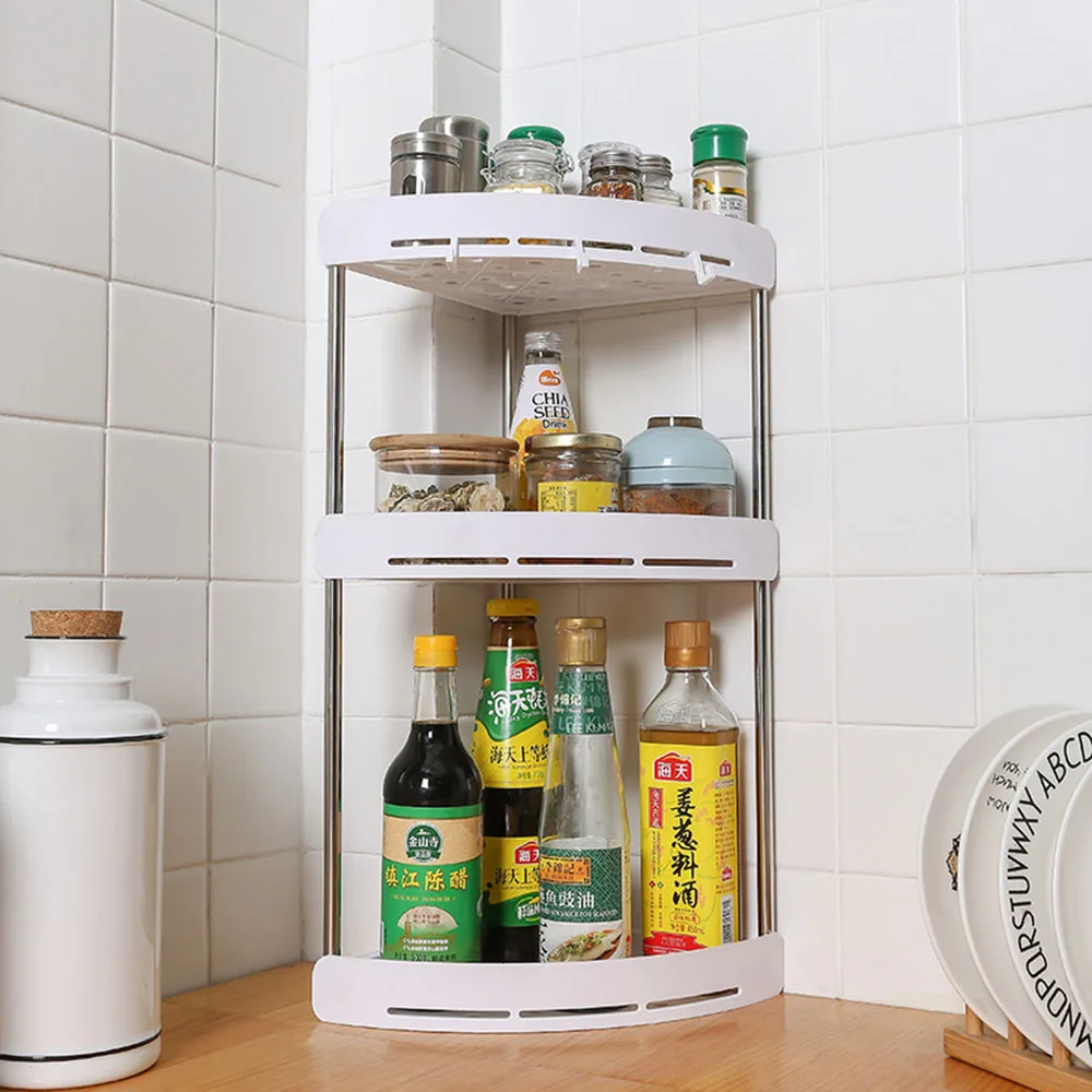 

4-Tier Kitchen Spice Floor-Standing Bathroom Corner Storage Rack Multi-Layer Corner Countertop Storage Organizer Shelf