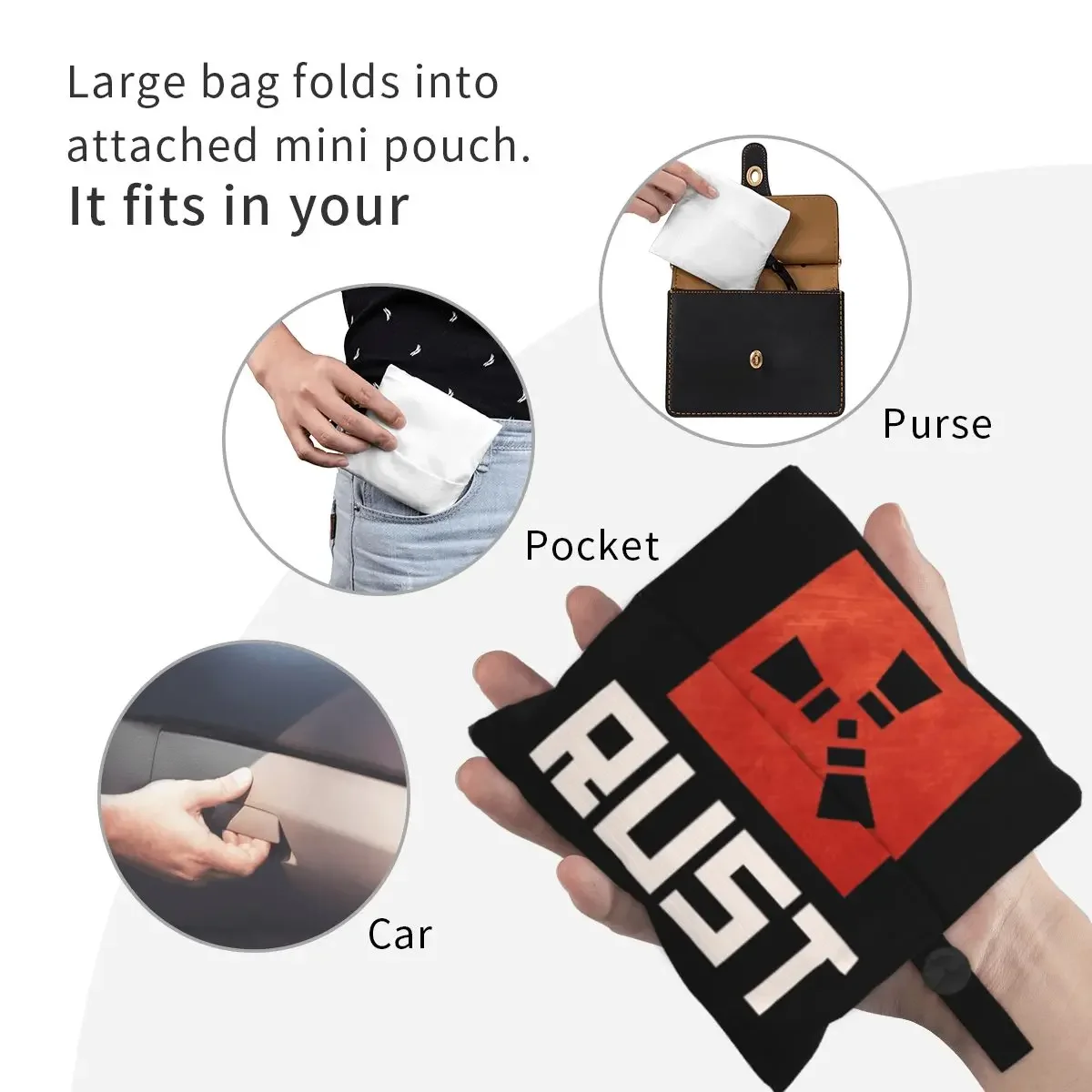 Rust Portable Tote Shopping Bags Reusable Shopper Bag Grocery Handbag Shoulder Bag