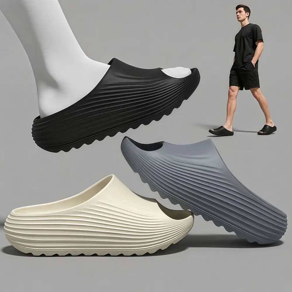 New Height-increasing Thick Heel Slippers 4CM Sole Anti-Slip Men's Slippers EVA Step Sensation Cool Slippers Indoor Outdoor