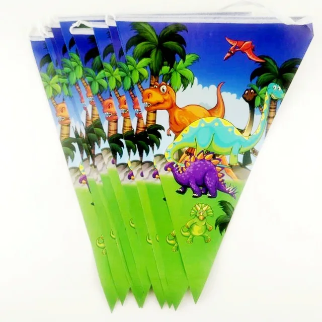 Cartoon Dinosaur Theme Hanging Banner Decorações, Happy Birthday Flags, Baby Shower Party Pennants, Meninos Favores