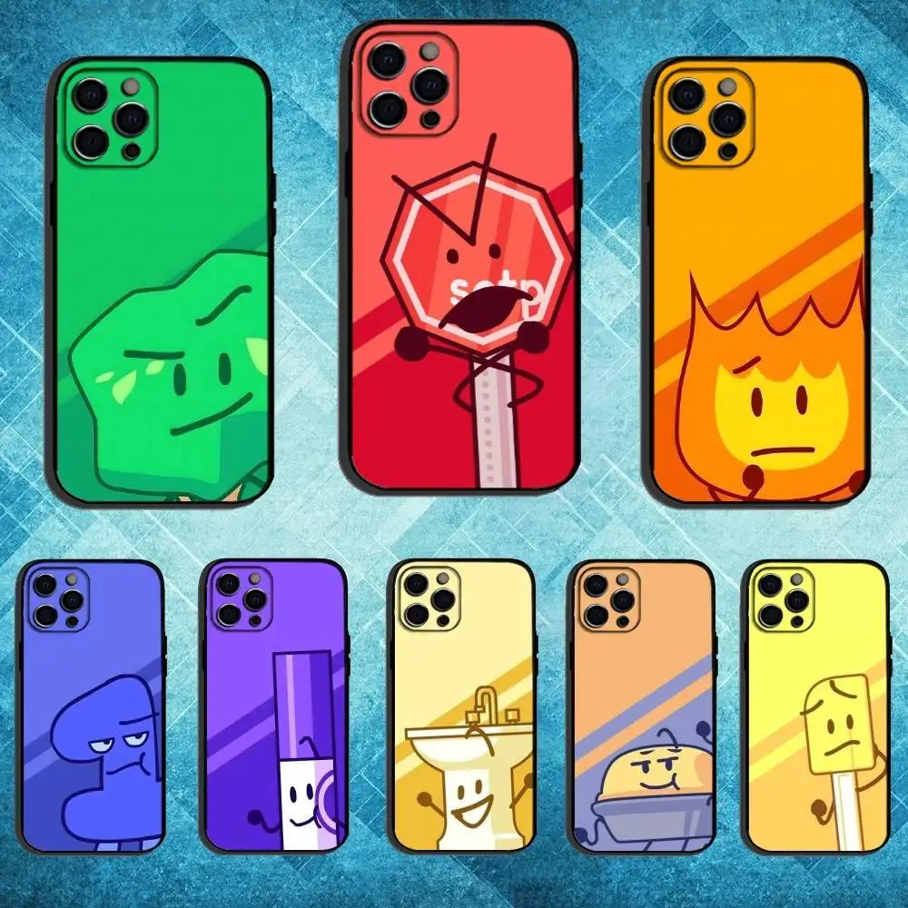 

B-Bfdi Battle For Dream Island Phone Case For iPhone17,16,15,14,13,12,11 Plus,Pro Max Soft Black Cover