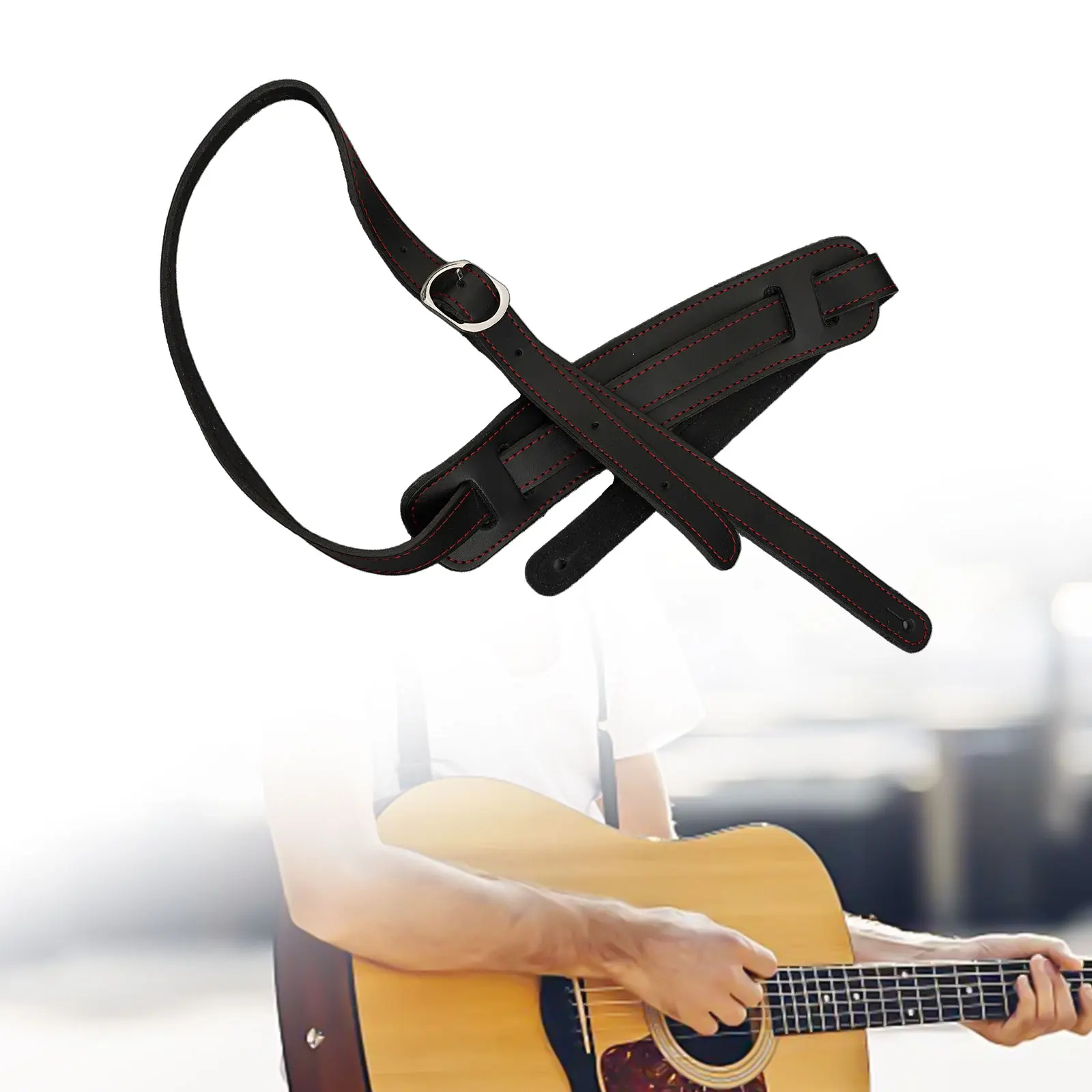 Brand New Hot Sale Guitar Strap Vintage Acoustic Electric Adjustable Black Classical Guitar Heavy Duty Leather High Quality - view 6