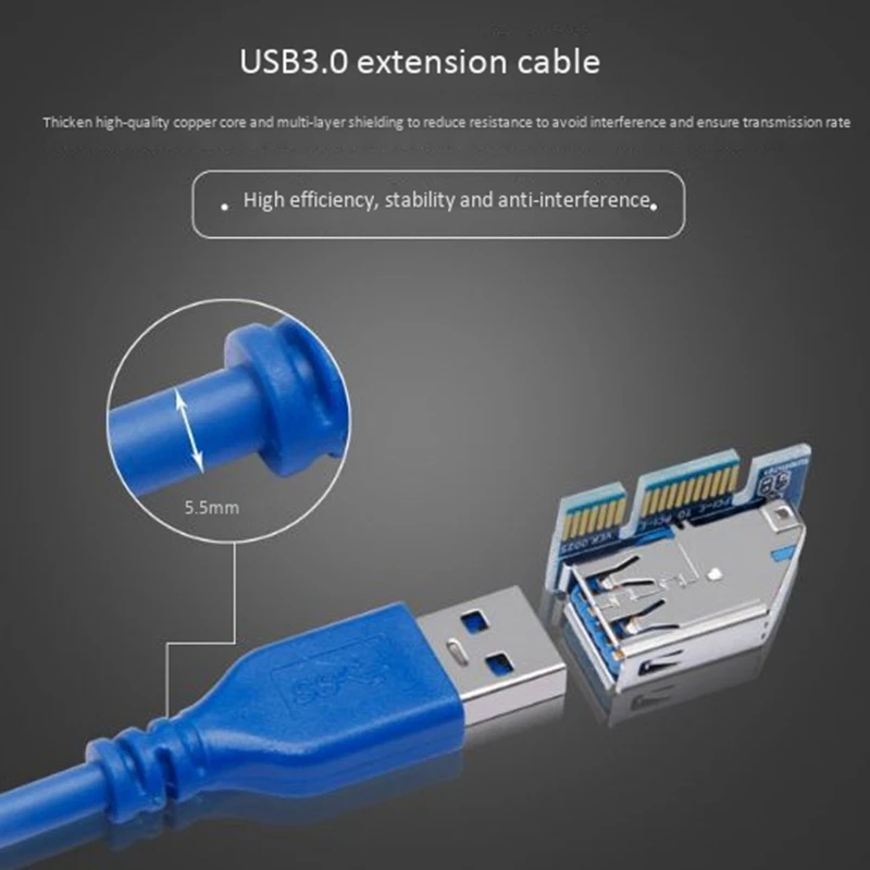 PCI Express USB 3.0 Adapter Raiser PC Components Extender PCIE Riser PCI-E Card Riser PCI E Riser For Video Card