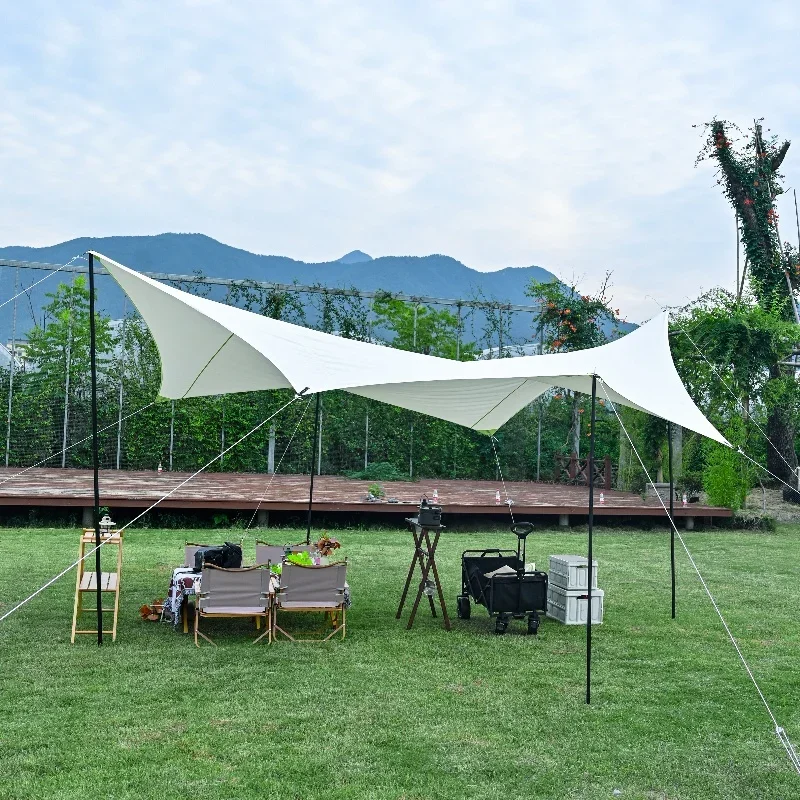 Portable Easy-to-Assemble Octagonal Sunshade Canopy Tent for 6-8 Persons All Seasons Outdoor Gazebo for Parties