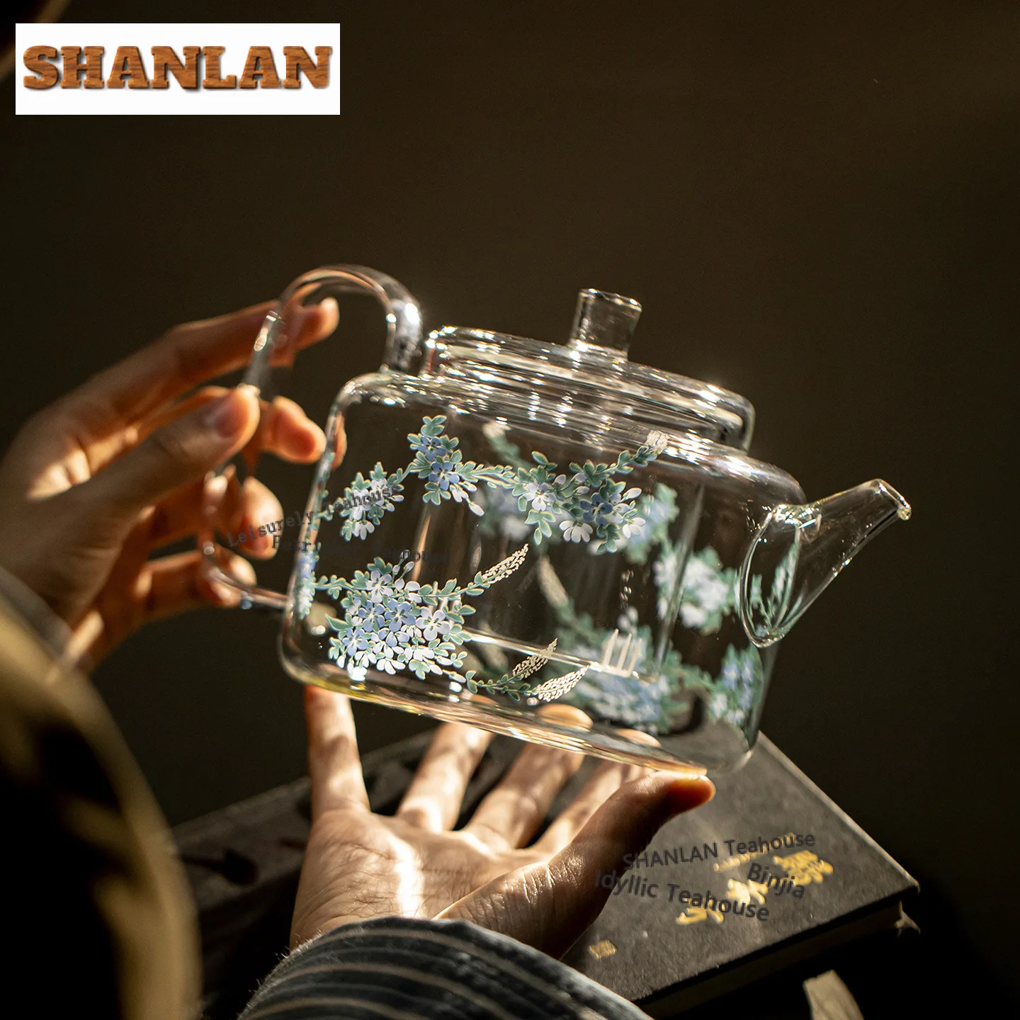 

1000ml Orchid Glass Boiling Water Kettle Large Capacity Tea Maker Pot Bubble Tea Kettle for Electric Ceramic Stove Tea Services