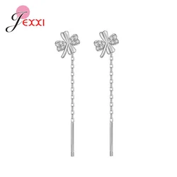 Long Tassel Dragonfly Dangle Earrings Authentic 925 Sterling Silver Luxury Drop Earrings For Women Jewelry