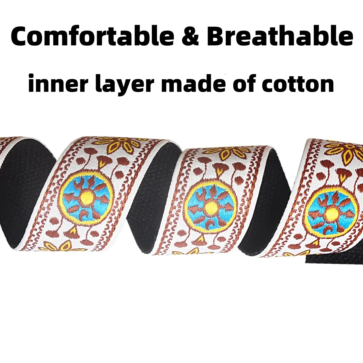 Guitar Strap P&P 2.5 Inch Adjustable Soft Embroidered and SEthnic Style Adjustable Strap for Electric Guitar Acoustic Bass