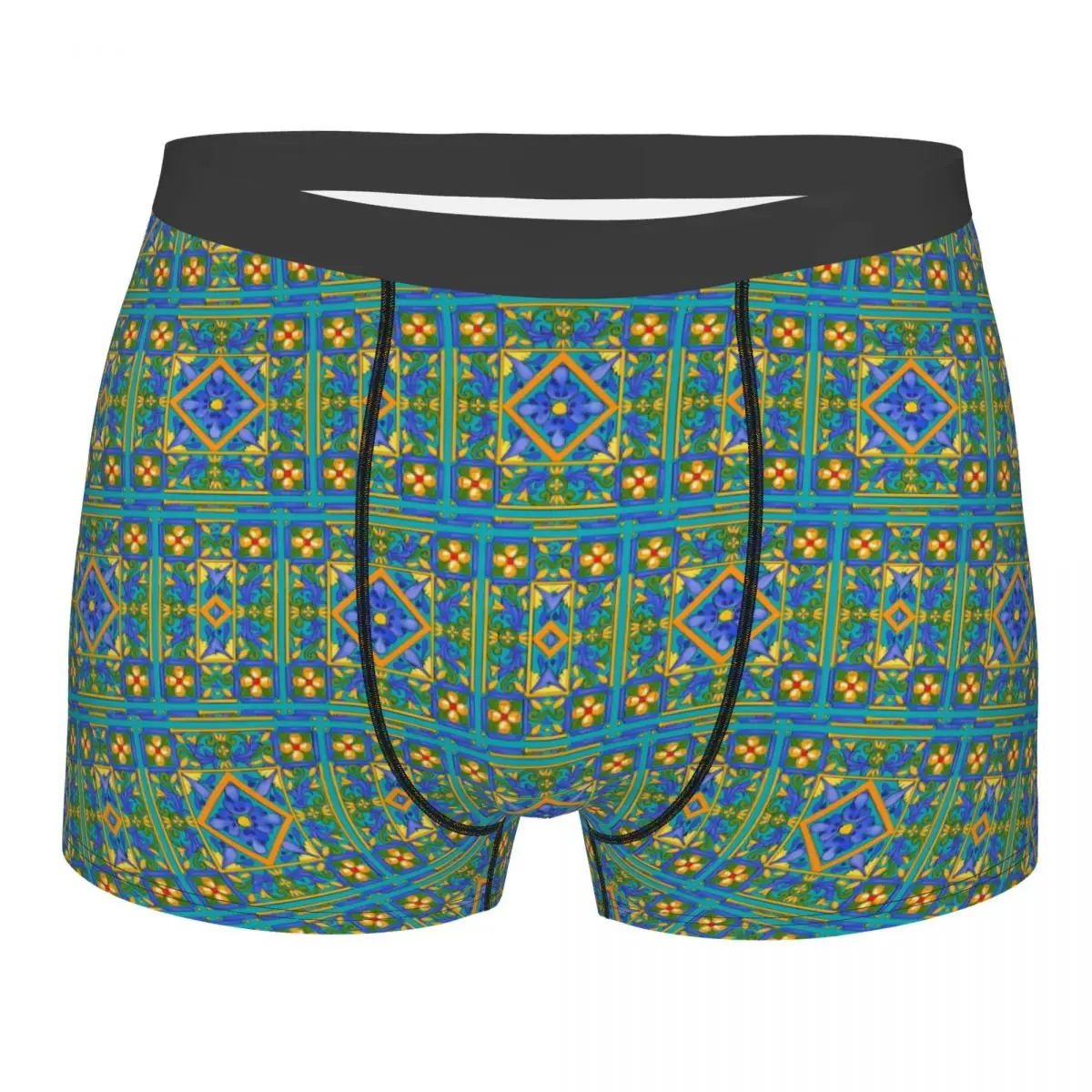 Boxer Underpants Shorts Summer ,Sicilian Tiles ,majolica,lemons ,Mediterranean Panties Men Comfortable Underwear Homme Man Gift
