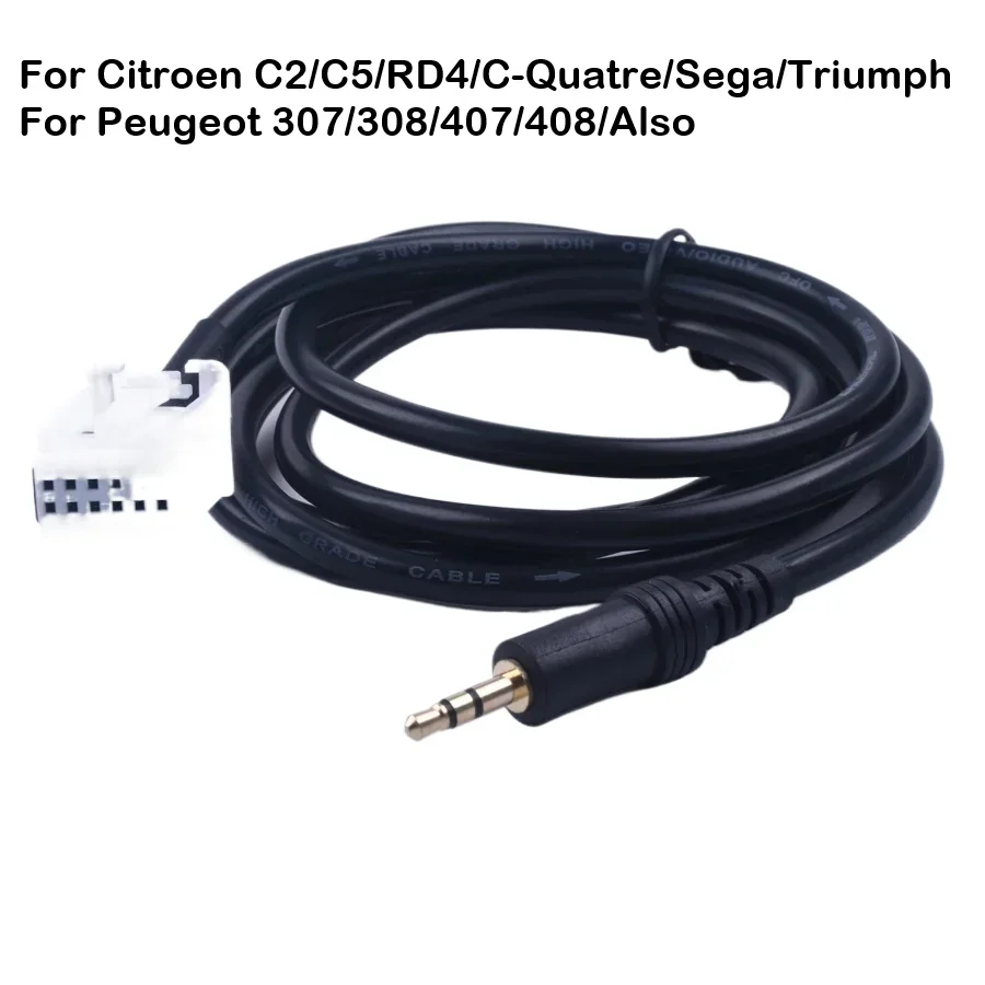 Car Stereo Audio 3.5mm Male AUX Adapter Cable Fit For Citroen C2/C5/RD4/C-Quatre/Sega/Triumph For Peugeot 307/308/407/408/Also