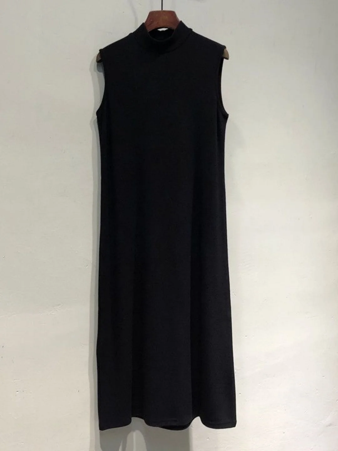 plus Size Autumn Winter Half High Collar Sleeveless Vest Dress Casual Comfortable Base Layer Overlap Wear Loose Fit Women's D...