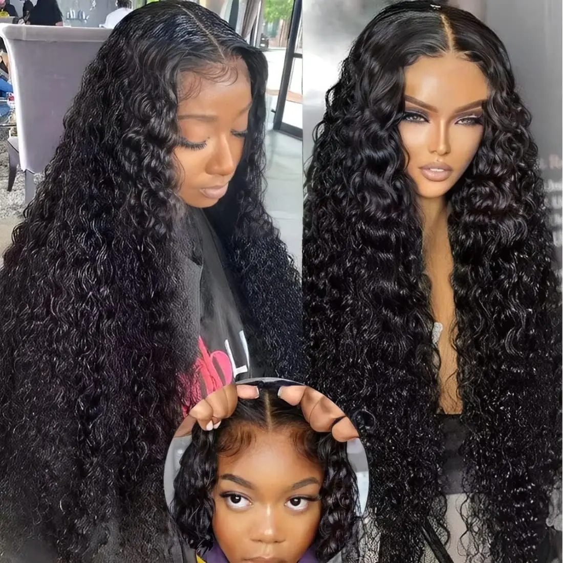 Reay To Wear Glueless Wigs Human Hair Pre Plucked Pre Cut 5x5 Deep Wave Lace Front Wigs Human Hair HD Curly Lace Front Wig