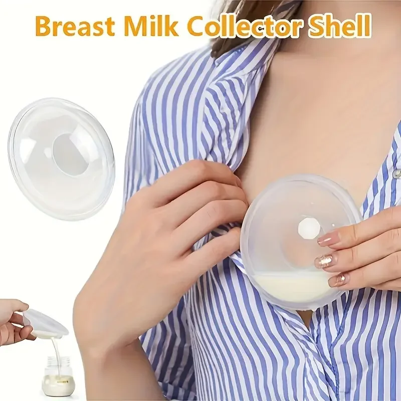 2PCS Hands-Free Silicone Breast Milk Collection Shells for Nursing Mothers,, Leak-Proof Milk Saver Pads, Comfortable & Reusable