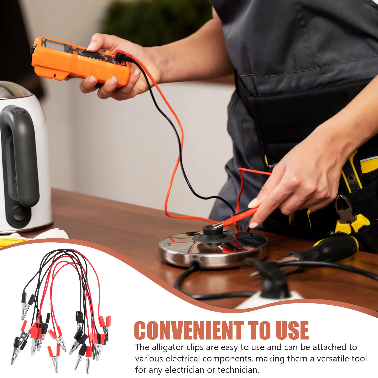 

8 Pcs Double-headed Crocodile Clamp Wire Jumper Cables Electrical Equipment Electronic Electricity Demo Teaching