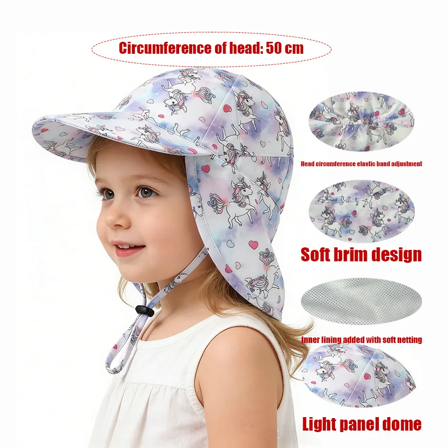 Children's sun protection hats for boys and girls, duck tongue hats for babies, sun protection for babies, quick drying neck pro