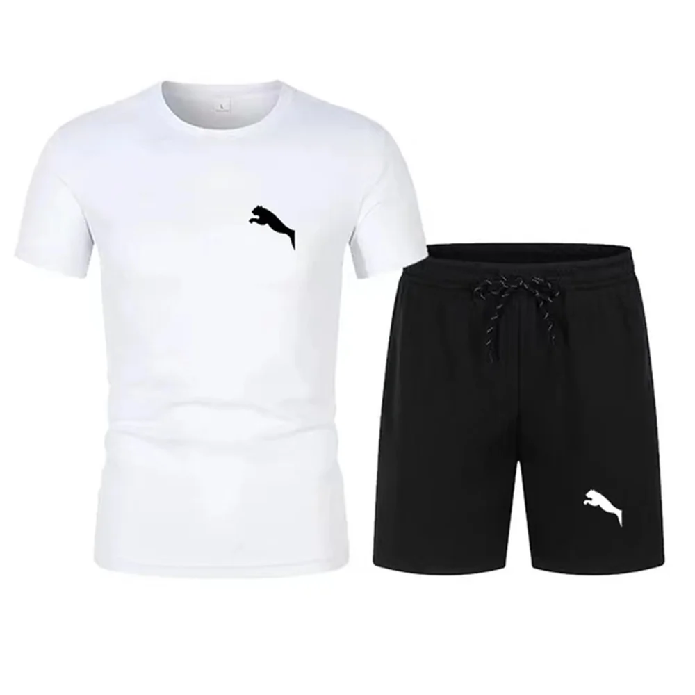 Spring/Summer Fashion Men's Casual Sports Short sleeve suit, two-piece set, T-shirt and pants, men's wear, Summer fashion