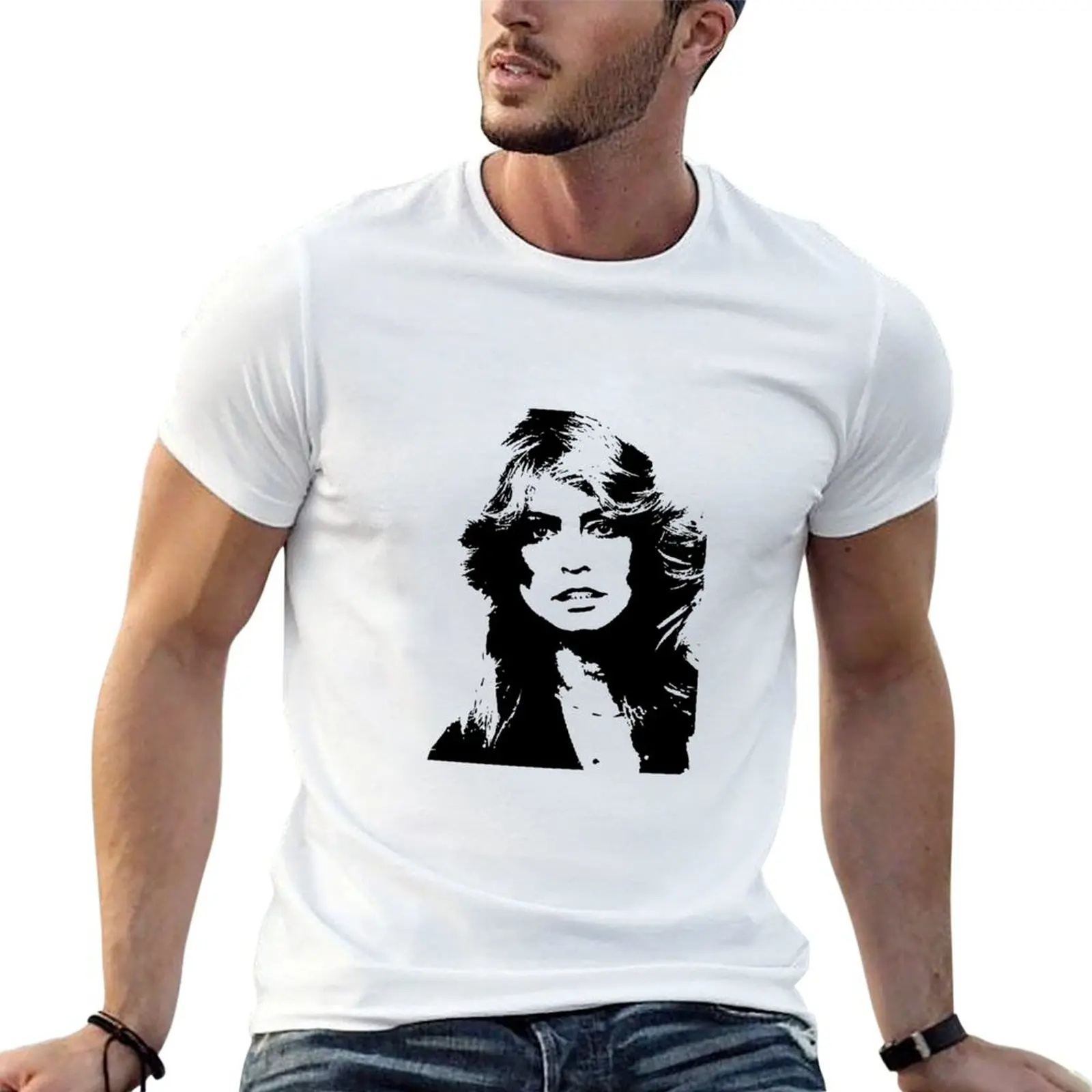 

graphic Fawcett casual shirt Brown Farrah man shirts funny T-Shirt Orlando Jr man t for t