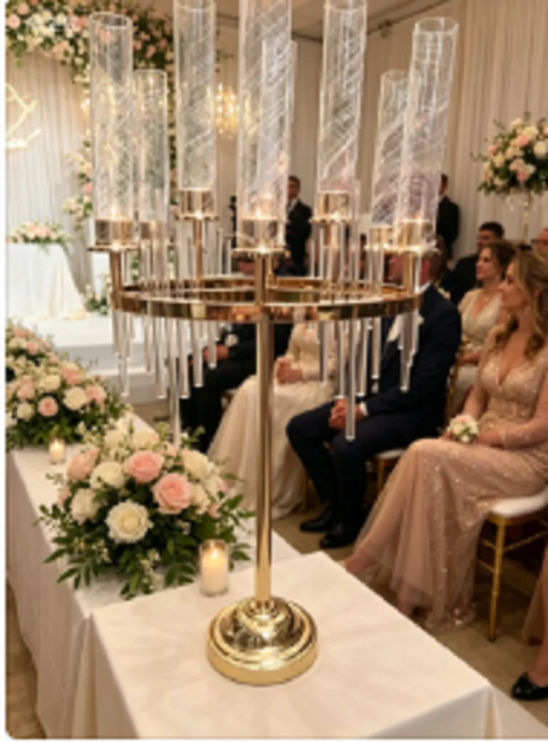 4pcs 9head metal candle holder stand wedding table center decoration vase road lead party