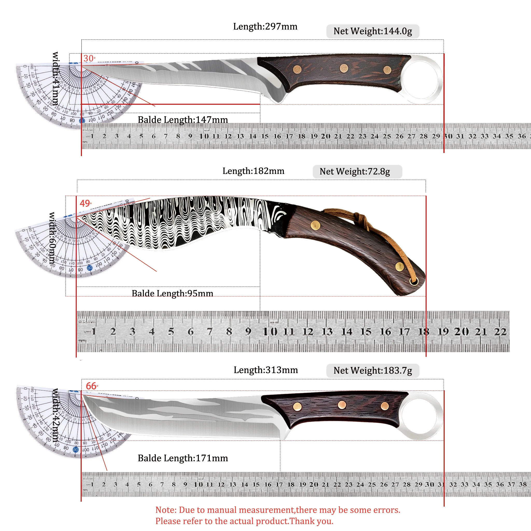3PCS,Kitchen Knife Set Multipurpose Kitchen Cutting Utensils Meat Boning & Slicing Kitchen Set Kitchen Meat Cutting Knife