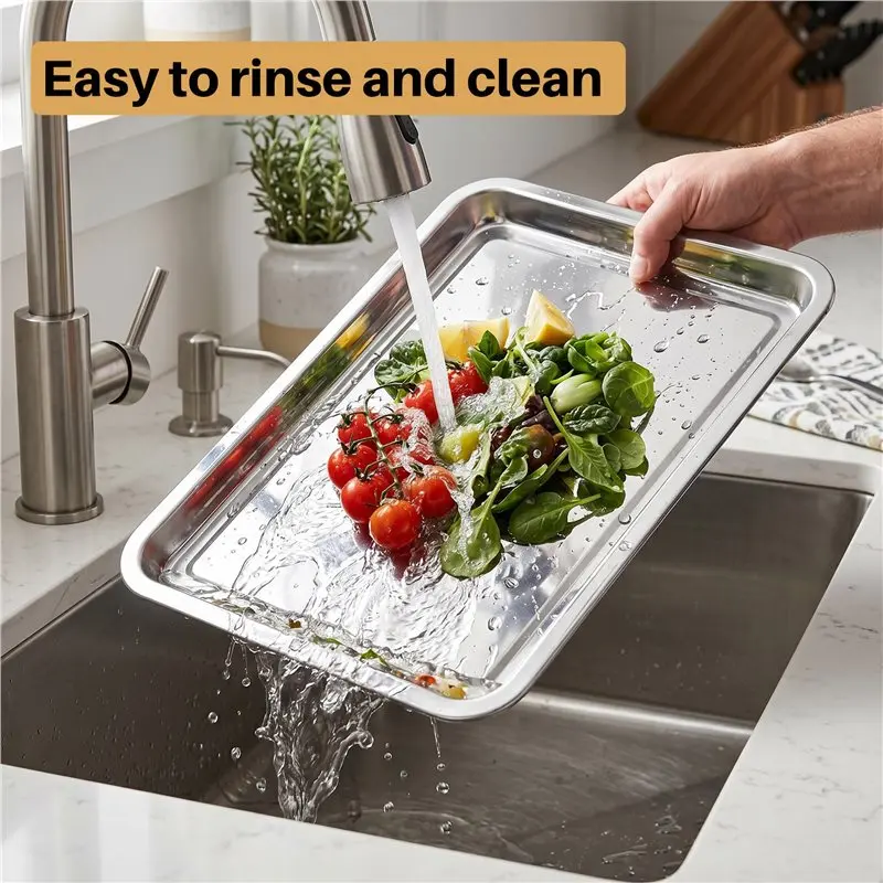 Air Fryer Basket For Oven Stainless Steel Crisper Tray And Pan 2-Piece Set, Baking Pan Perfect For The Grill