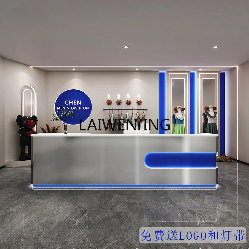 LYN clothing store curved bar dining milk tea shop stainless steel hotel front desk customization