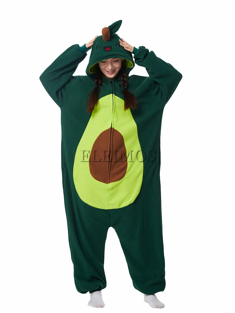 Kigurumi Onesie Avocado Pajamas For Adult Women Men Cute Animal Fruit Pyjamas Homewear Halloween Cosplay Party Costume