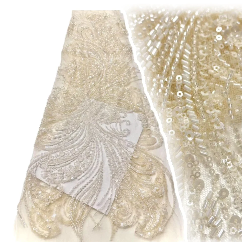 

Горячее нигерийское вечернее кружево с блестками, африканские бусины, кружевная ткань, 2021, высокое качество, 5 ярдов, африканский французский тюль, сетчатая кружевная ткань CC12