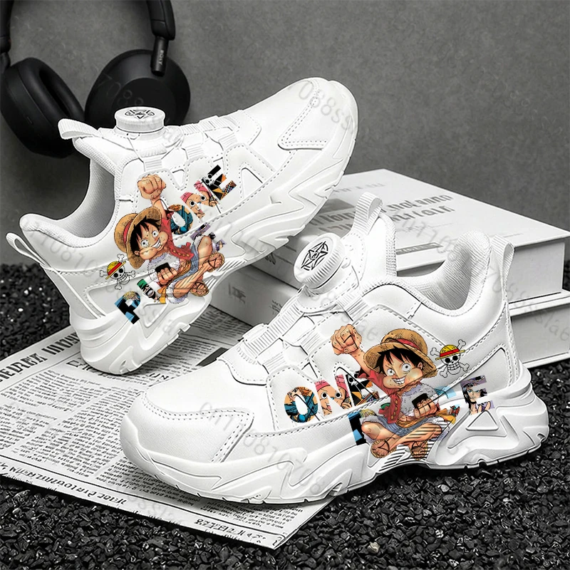 

Кроссовки-слипоны ONE PIECE с принтом Луффи, модные повседневные спортивные кеды для мальчиков, подростков и студентов, с вращающейся застежкой