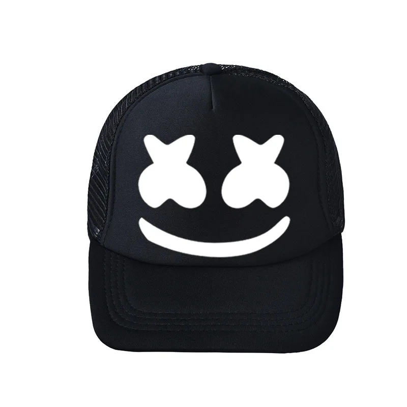 DJ Hip Pop Hat Marshmello Cosplay Baseball Cap Sunshade Adjustable Mesh Hats Breathable Adult Trucker Unisex Party