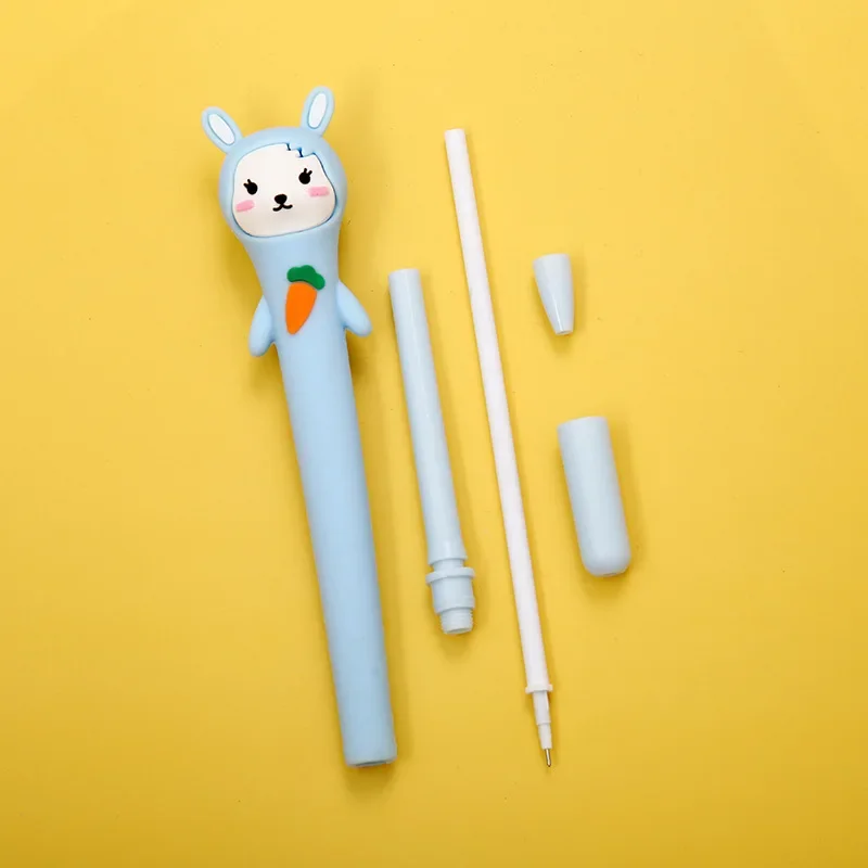 36PCS  Korean version silicone Rollerball pen rabbit radish soft silicone cartoon three-dimensional Rollerball pen