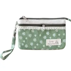 Tela di cotone floreale cartone animato animale portafoglio del telefono delle donne portamonete signore pochette portamonete carino Carteira Pouch per le ragazze