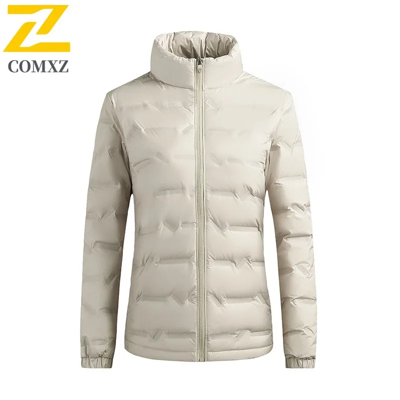 COMXZ Lightweight Down Jacket Men Duck Down Winter Cold Proof Thermal Casual Top  Loose Fit Big Size outdoor Stand Collar Coat