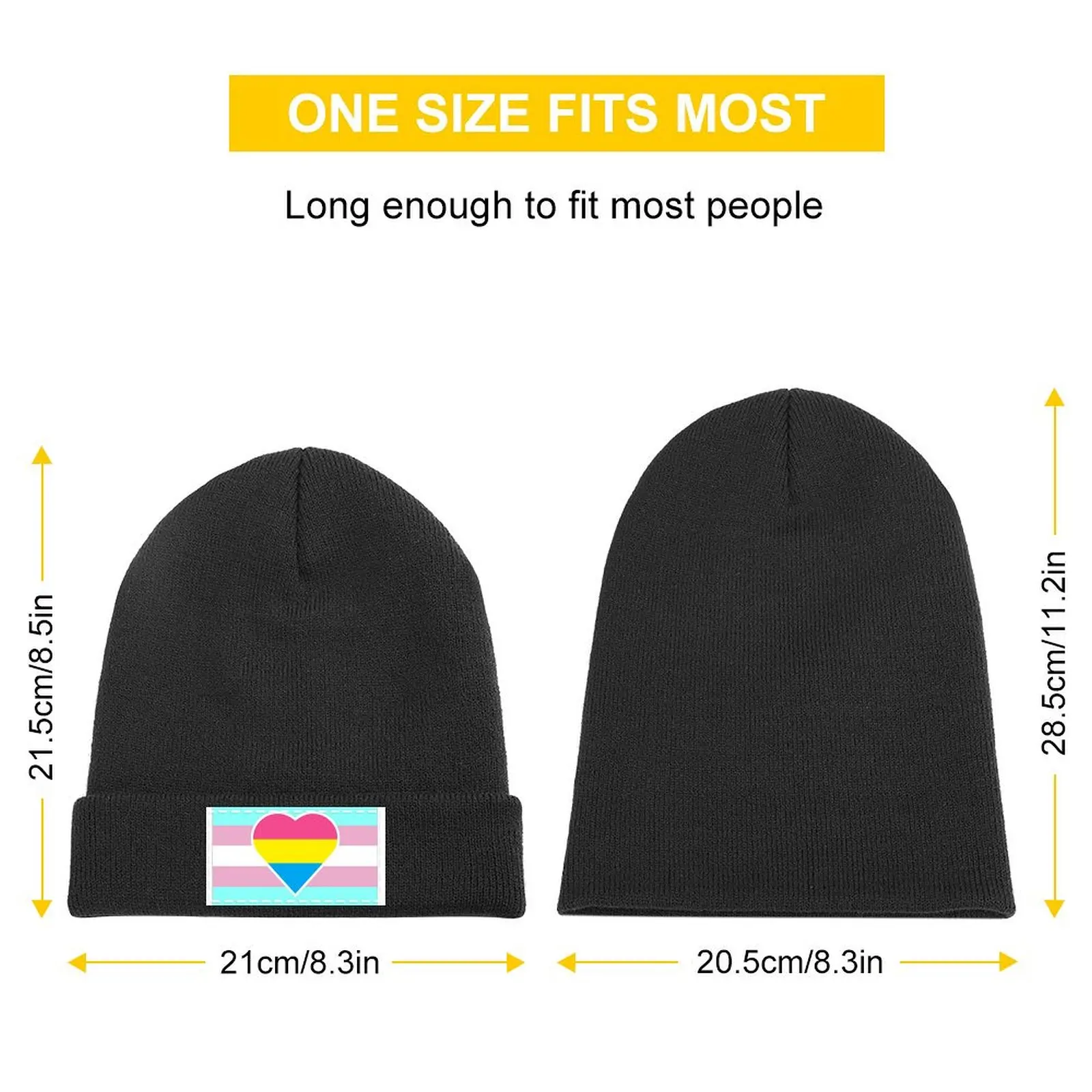 Transgender Pride Flag with Pansexual/Panromantic Heart Knitted Cap Kids Hat Ball Cap Caps For Men Women's