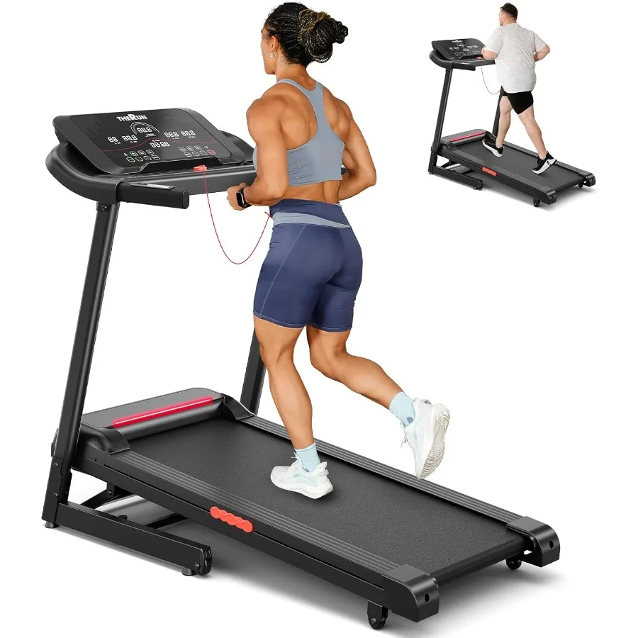 جهاز سير منزلي مع مائل ضبط 3.0 حصان لتمارين القلب في الأماكن المغلقة ومراقبة معدل ضربات القلب وحزام جري أوسع لـ Com