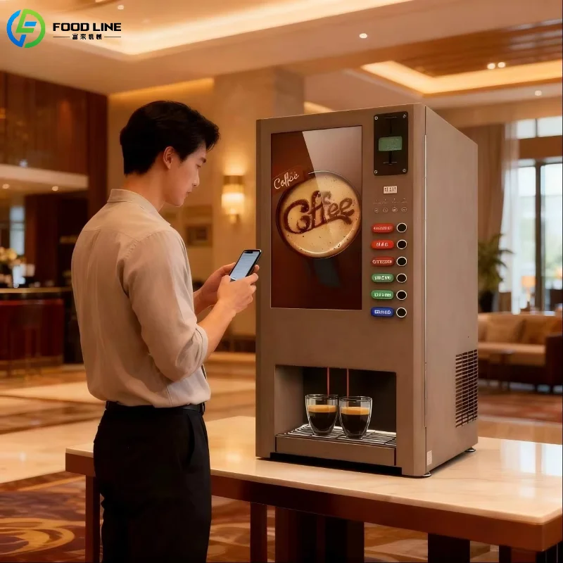 Customized Commercial Coffee Vending Machine Electric Automatic Hot Auto Cup Drop Coin/Bill/Credit Card Payment System