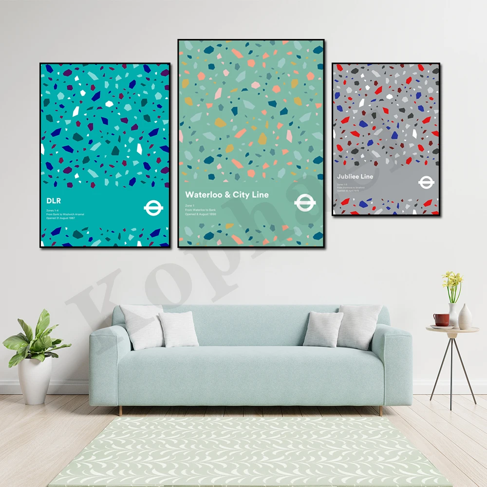 London Area Subway Map Print Abstract Colorful Canvas Painting