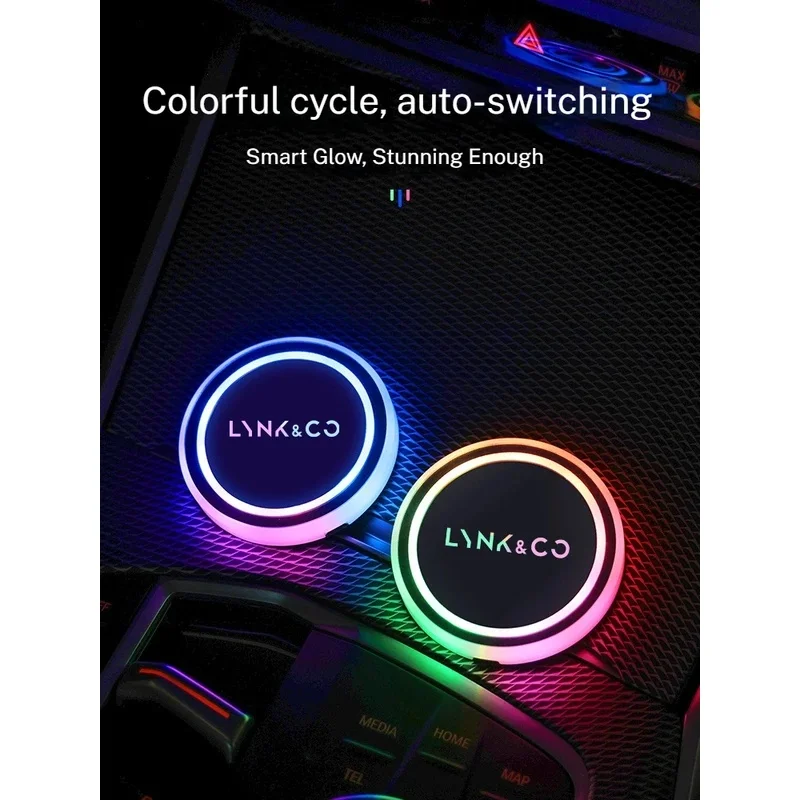 7 Color Car Changing LED Cup Holder Lights Rear Windshield Decorative Ambient For LYNK&CO 03 06 900 01 06 09 08EM-P Z20 Z10