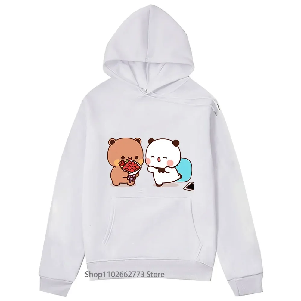 Cute Dudu Hoodies Is Welcome Home Bubu Graphic Sweatshirt Cute Women Casual Kawaii Panda Bear Print Clothes Fellce Men Clothing
