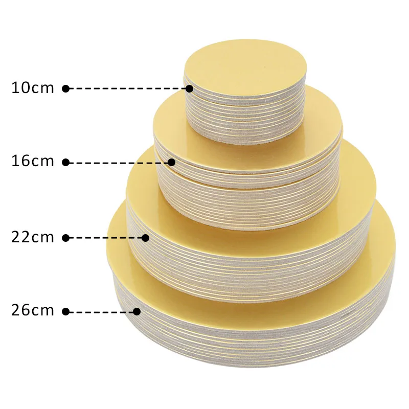 10/16/22/26cm Round Golden Cake Boards Paper Set Birthday Cake Stand Wedding Party Cupcake Dessert Displays Tray Decorations