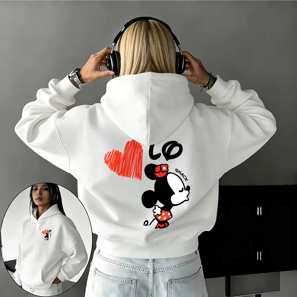 

Осень/зима, мультяшная версия Disney, Минни, ручная роспись, сердце LO, 100% толстовка из чистого хлопка с принтом для мужчин и женщин, теплый топ