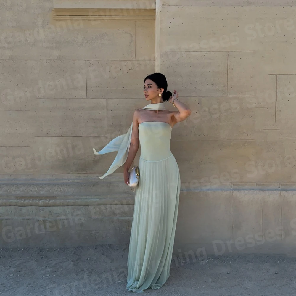 

Sexy A Line Women's Evening Dresses Strapless Sleeveless Prom Gowns Customized Backless فساتين للمناسبات الخاصة Robe De Soirée