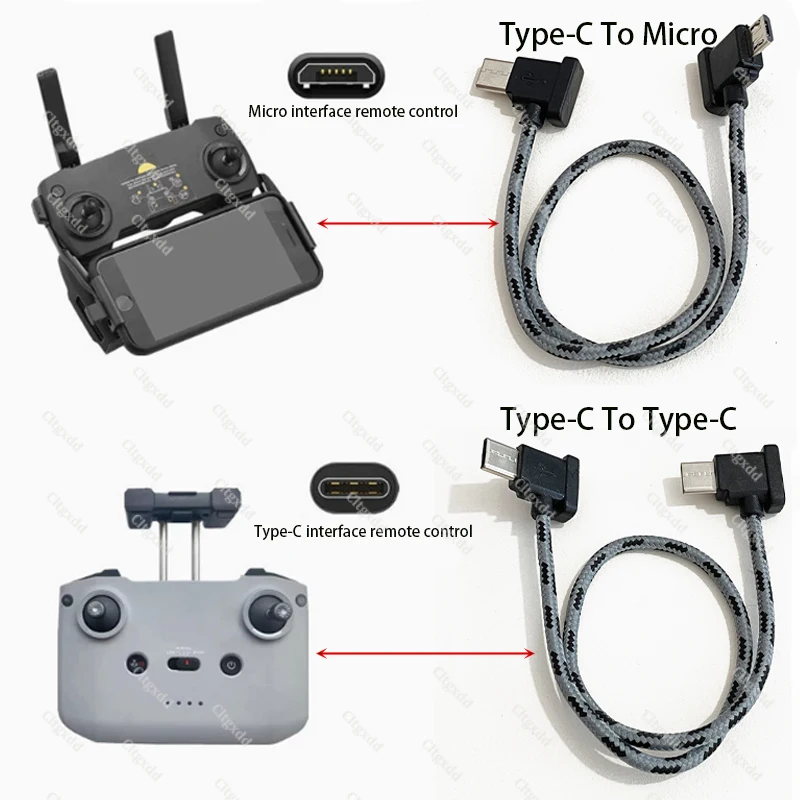 30 cm langes, geflochtenes Nylon-Kabel mit Fernbedienung, Typ-C-Adapterkabel, kompatibel mit Mavic3 AIR2 AIR2S MINI2, Datenkabel für Telefon und Tablet – Detail 8