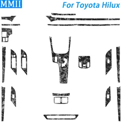 For Toyota Hilux 2015-2021 Forged Carbon Fiber Gear Shift Air Outlet Window Lift Panel Set Trim Car Interior Accessories Sticker